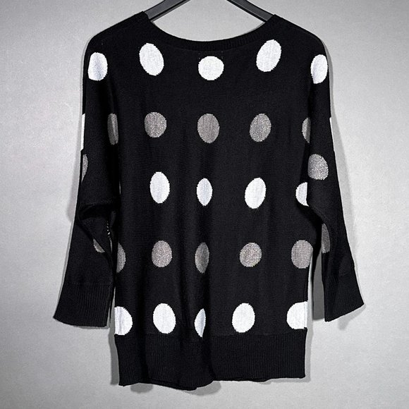 Charter Club Black Lightweight Sweater Silver/Gold Circles With Beads Size L - Picture 10 of 12